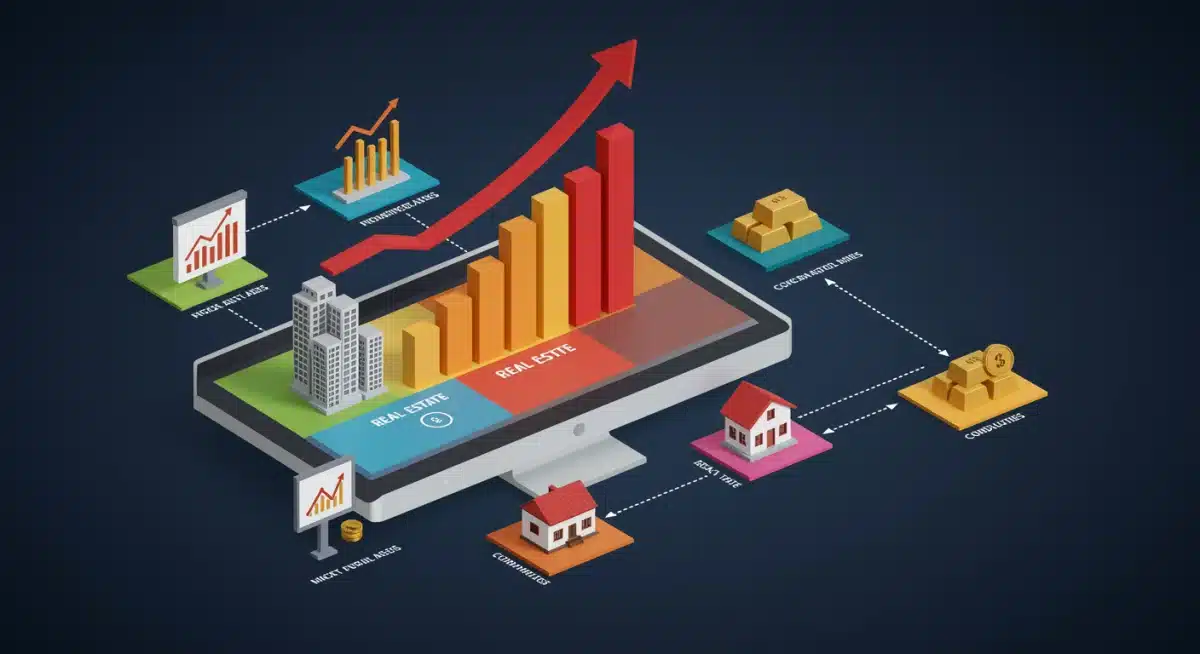 Diversified investment portfolio with various assets, symbolizing protection against inflation and safeguarding purchasing power.