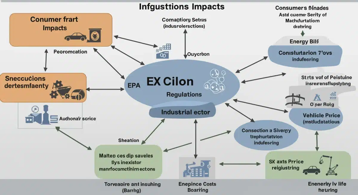 Infographic detailing the ripple effect of EPA regulations on various US industries and consumers