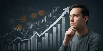 Financial chart showing rising inflation, with a person contemplating investment strategies to protect purchasing power.