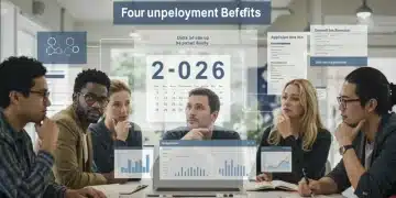 People reviewing 2026 unemployment benefit information on a tablet