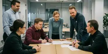 Federal employees discussing benefits during open season