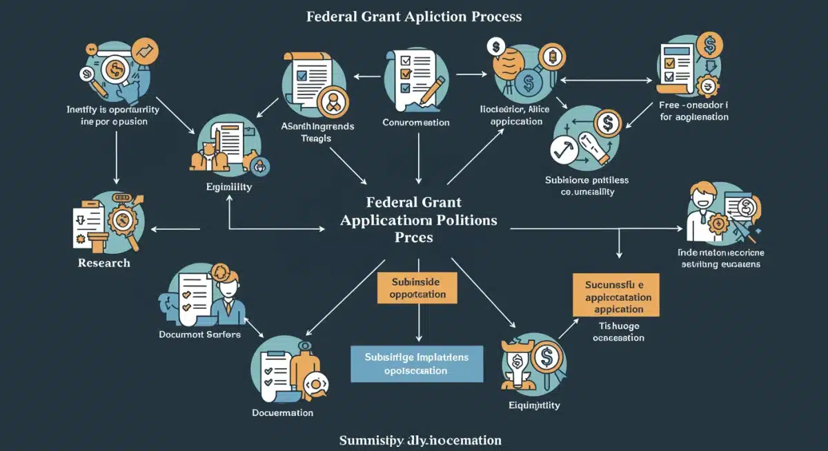 Flowchart illustrating the federal grant application process for continuing education.