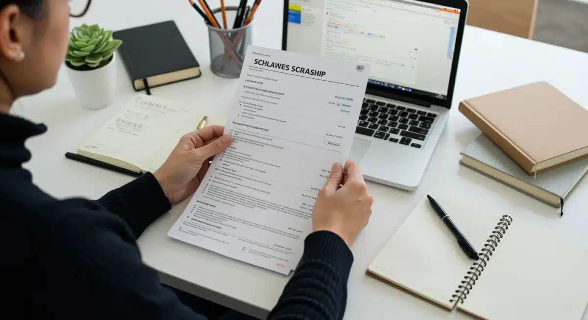 Student organizing scholarship applications, a key step in maximizing funding.