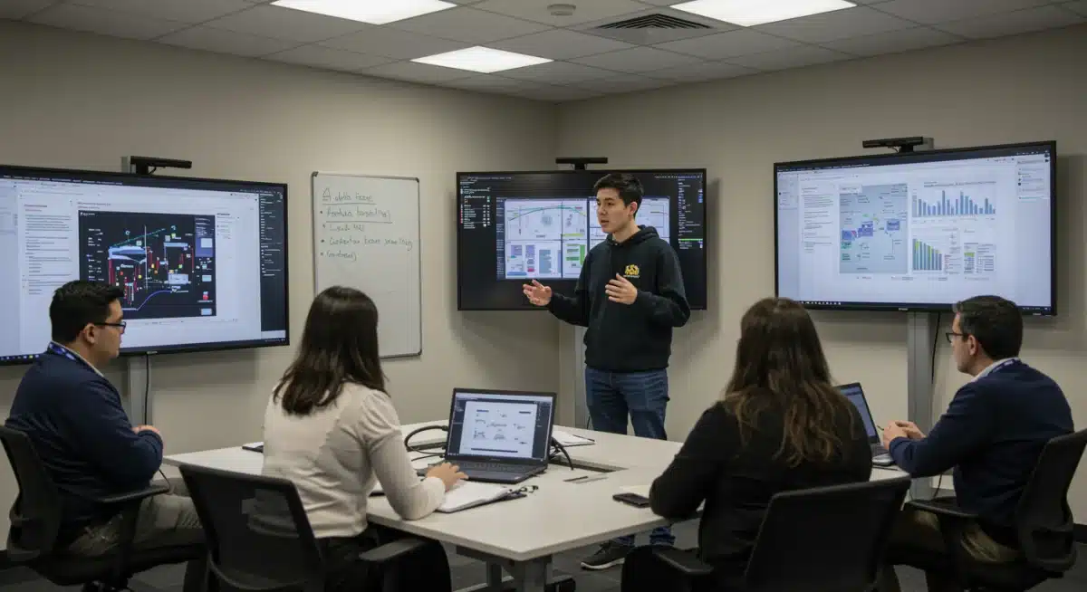 Student presenting a project in a professional setting, showcasing skills gained through experiential learning.