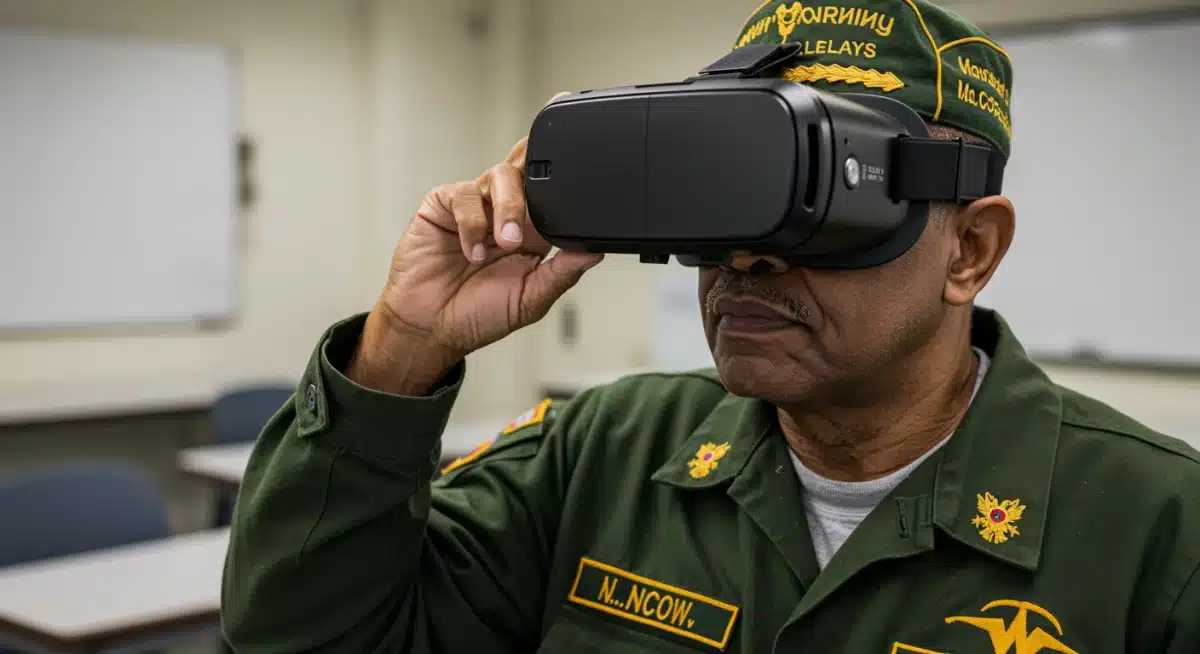 Veteran engaging with virtual reality for advanced education