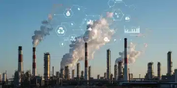 Industrial facility complying with new environmental regulations, clean energy future