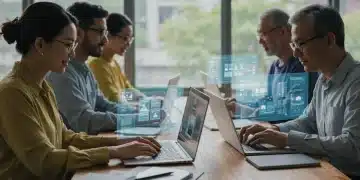 Adults learning online in 2026 with futuristic interfaces