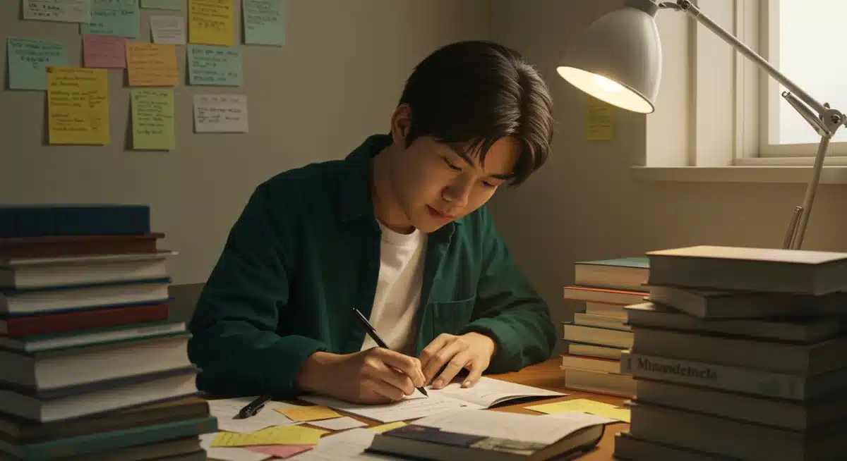 Student focused on writing a compelling college application essay for 2026 admissions.