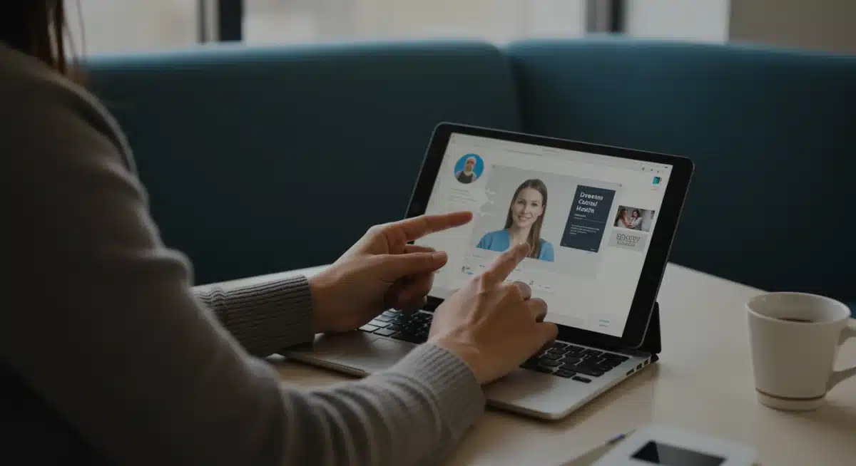 Employee engaging with digital mental health resources