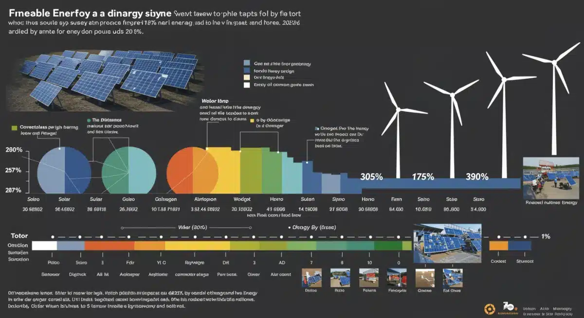 Infographic showing renewable energy source breakdown and growth projections