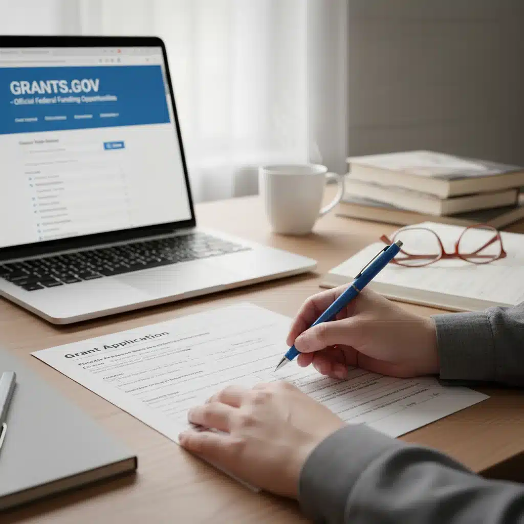 Detailed view of grant application preparation for federal school funding.