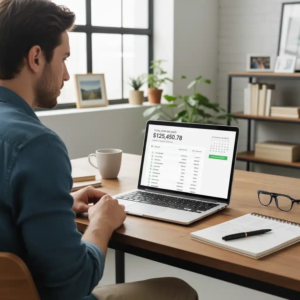 Individual planning and managing student loan debt on a laptop