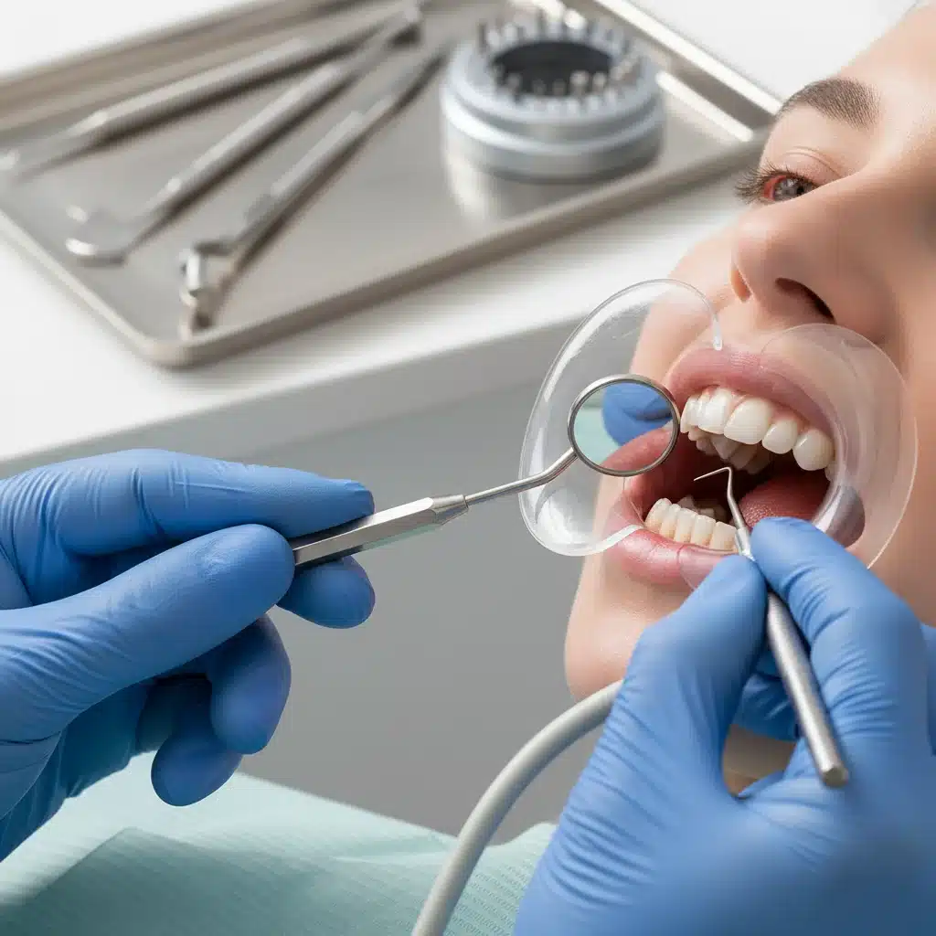Dentist performing a routine dental check-up, highlighting preventive dental care covered by 2026 benefits.