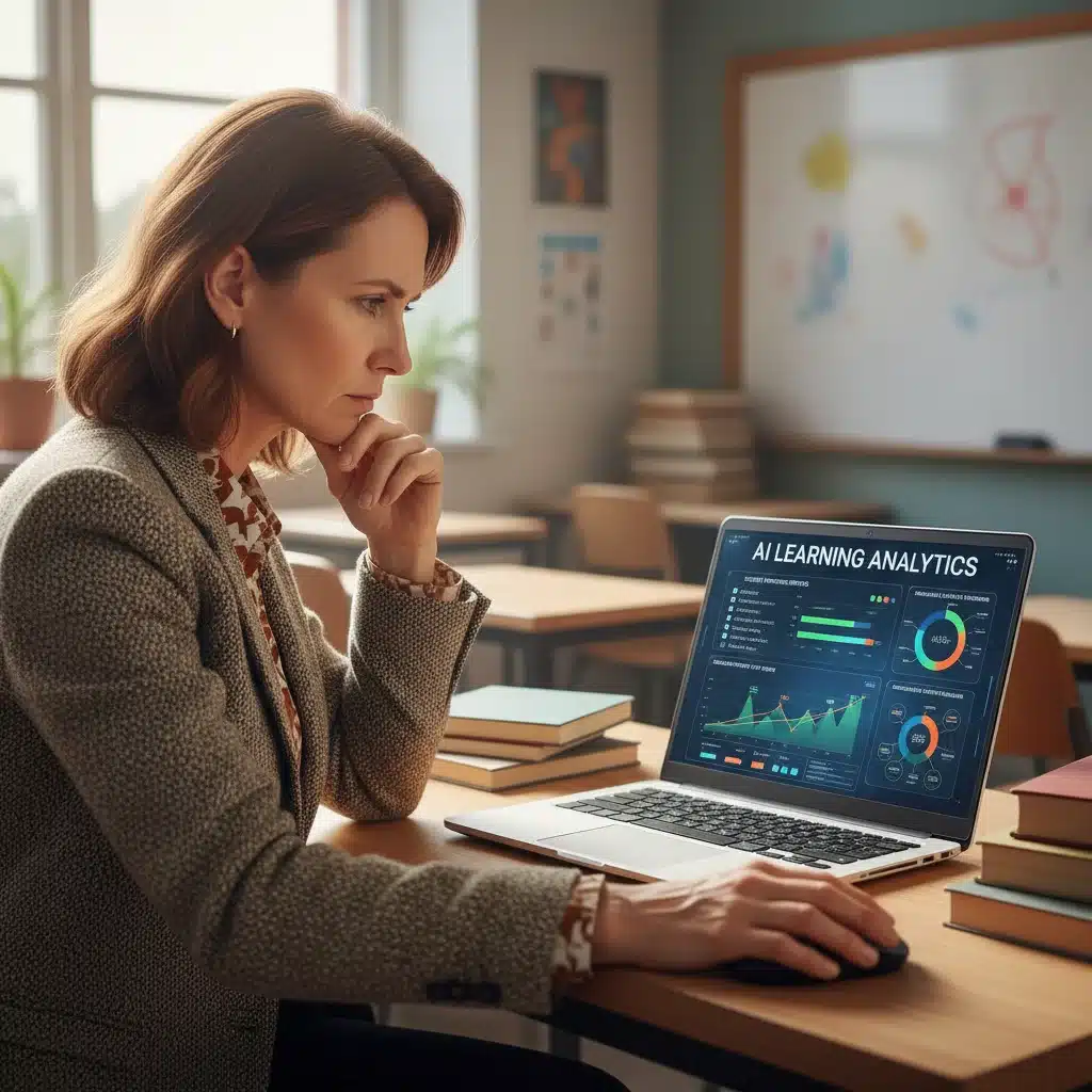 Educator analyzing AI-generated student performance data