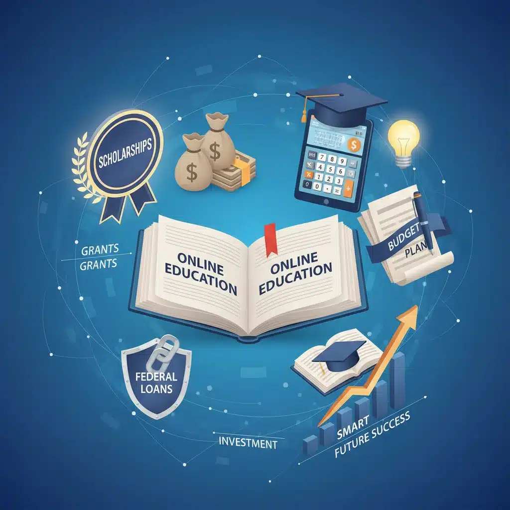 Financial aid options and budget planning for online degree students.