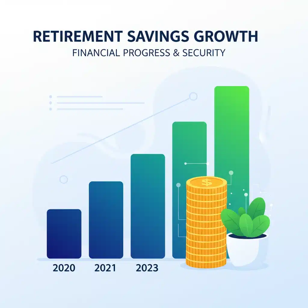 Graphic illustrating increasing retirement savings and financial growth.