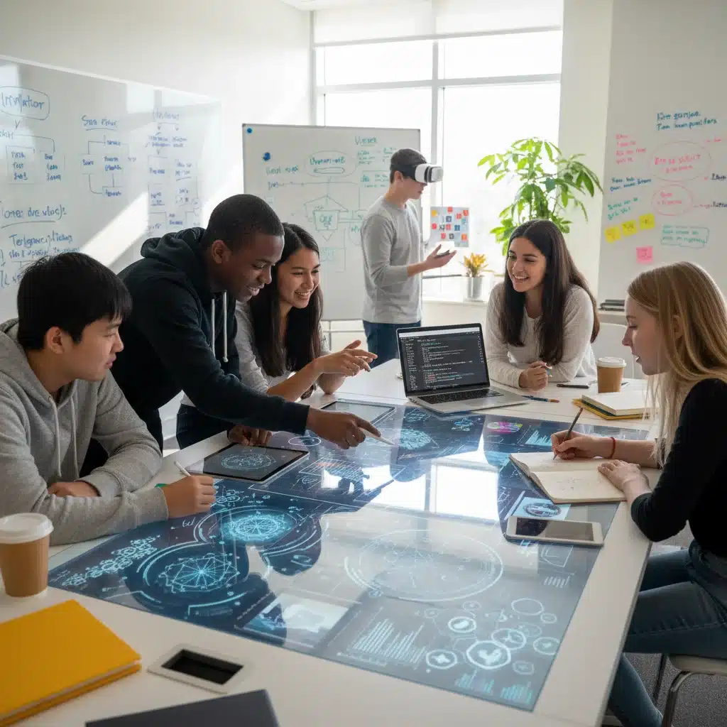 High school students collaborating on AI-assisted problem-solving project.
