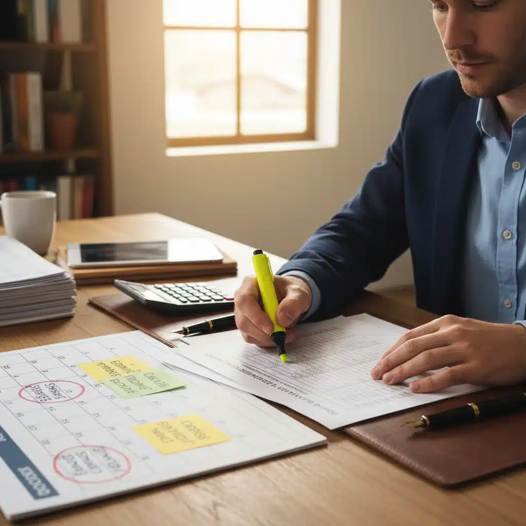 Person reviewing financial documents and a calendar for professional development budgeting.