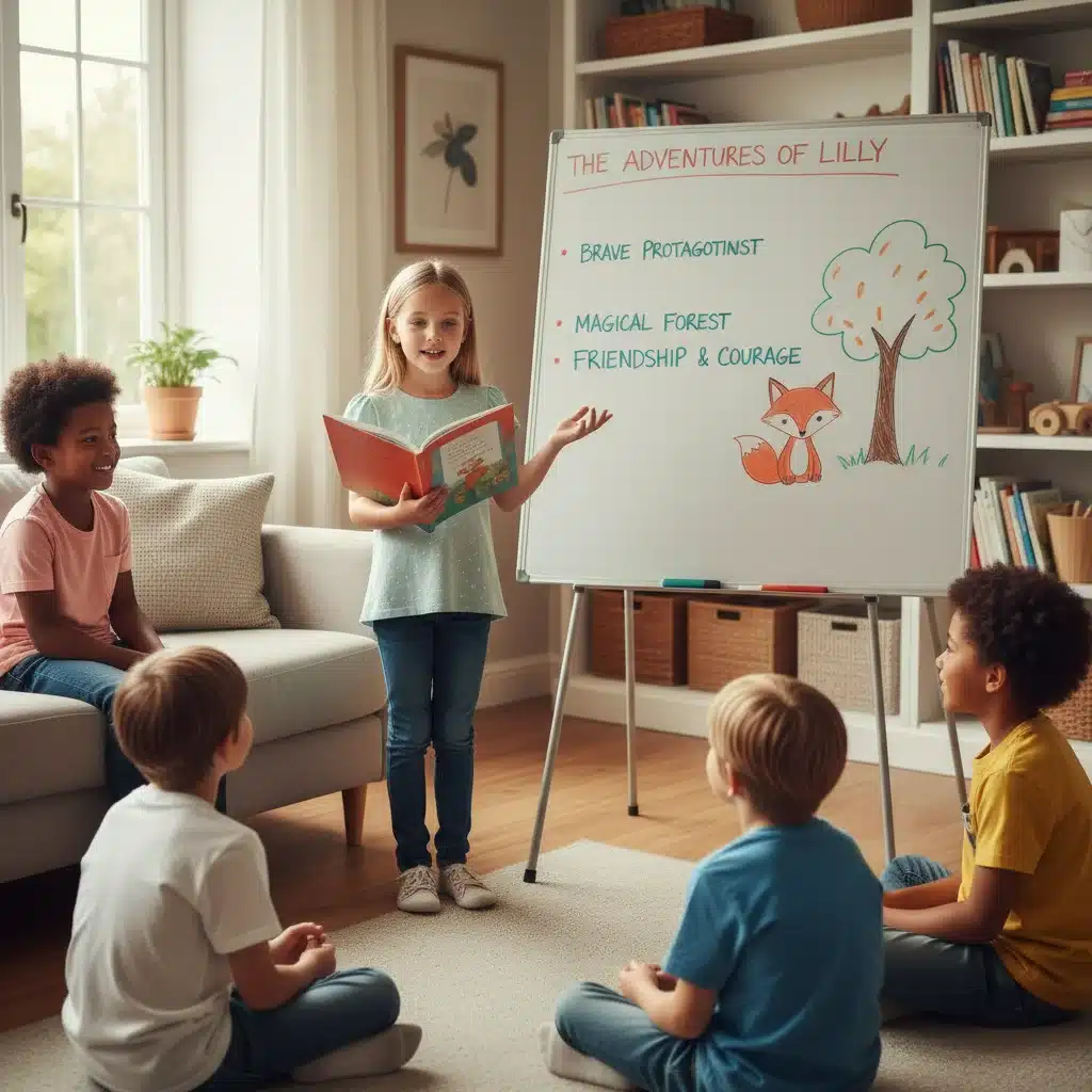 Child confidently discussing a book, demonstrating improved comprehension and communication.