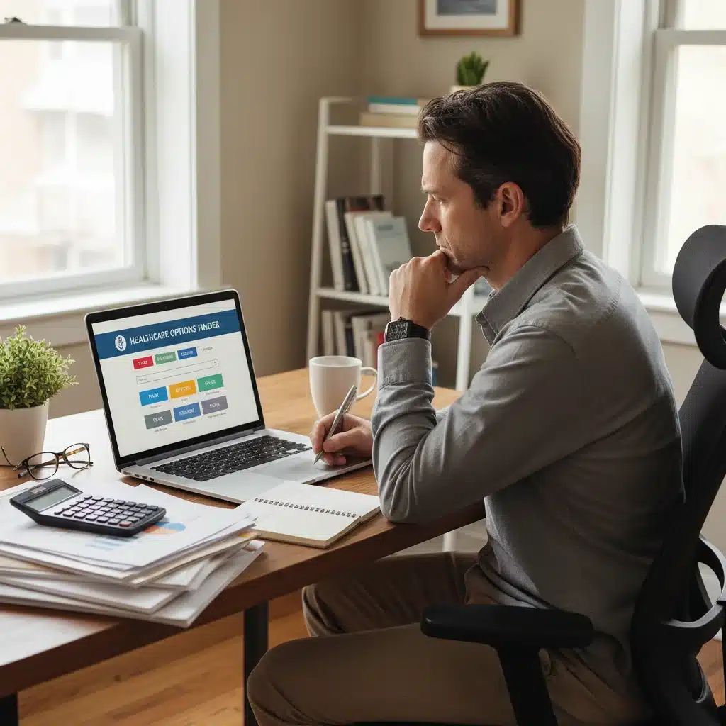 Individual researching health insurance options on the ACA marketplace
