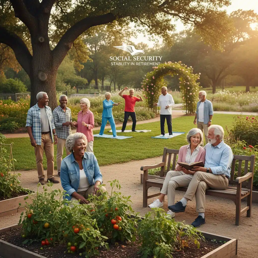 Happy diverse retirees enjoying secure retirement