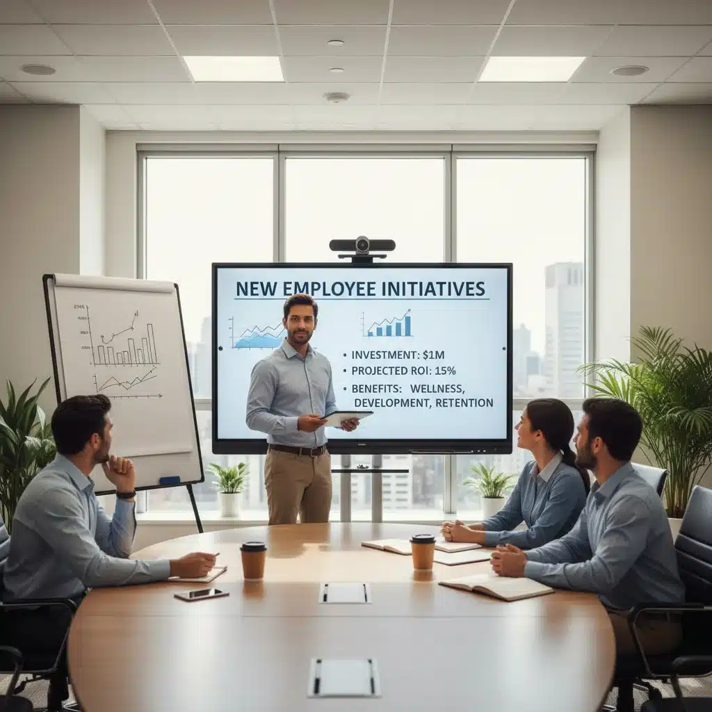 Employee presenting proposal for student loan assistance to management
