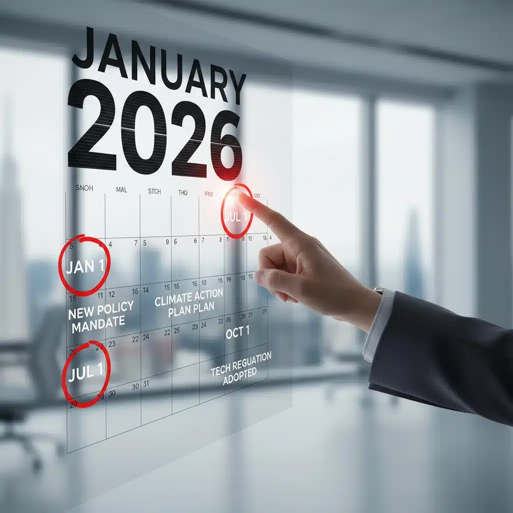 Calendar highlighting important policy change dates for federal benefits in 2026