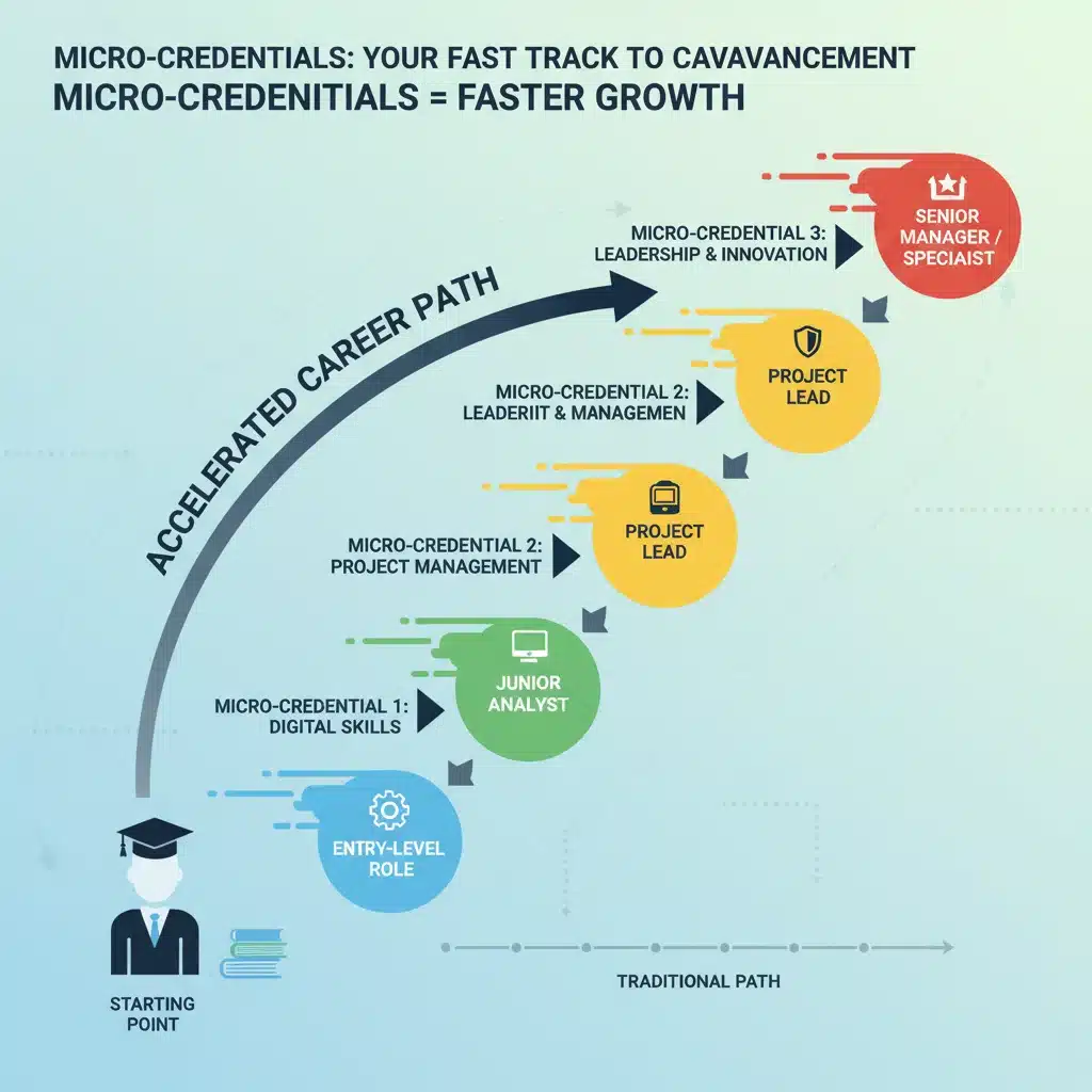 Infographic showing accelerated career progression with micro-credentials