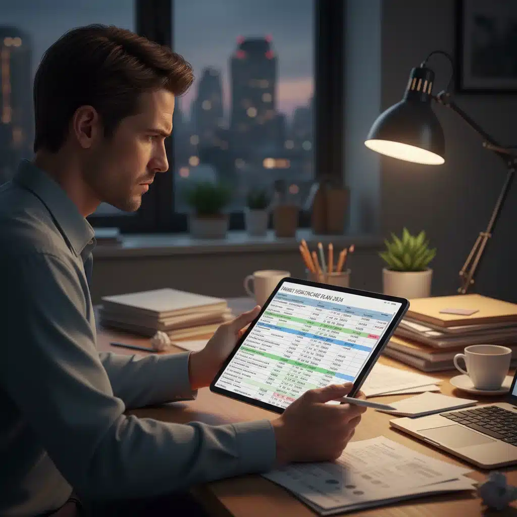 Individual analyzing complex Medicare Part D plan details on a tablet