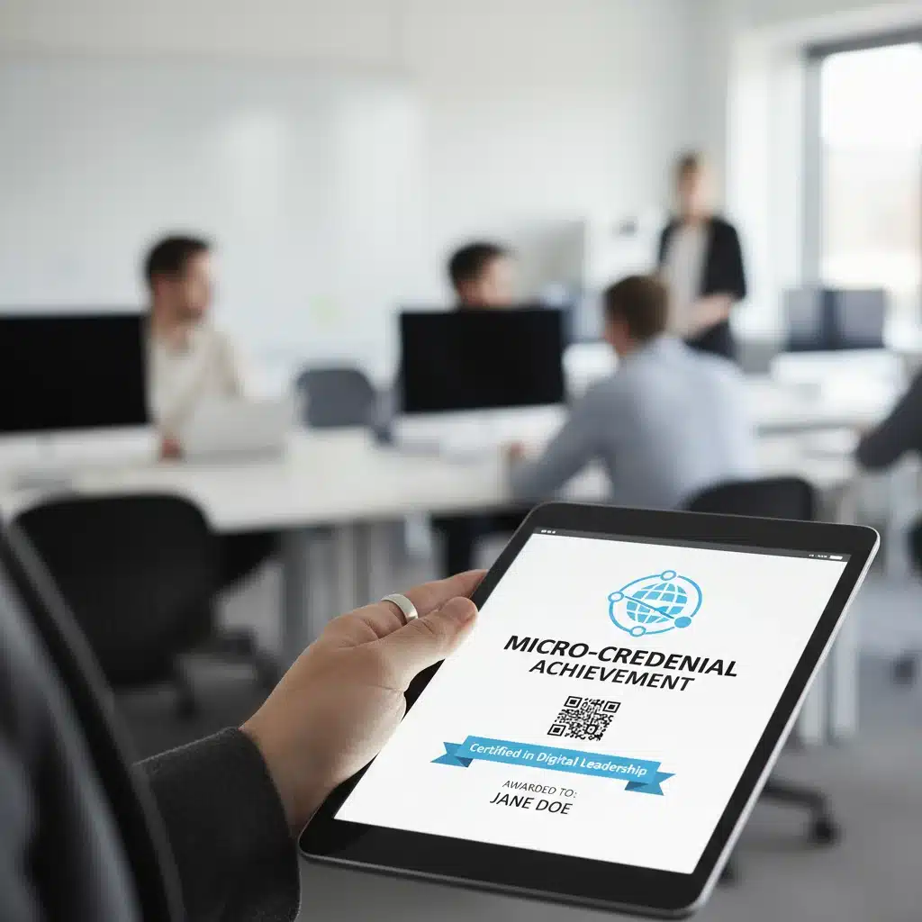 Digital micro-credential certificate on a tablet