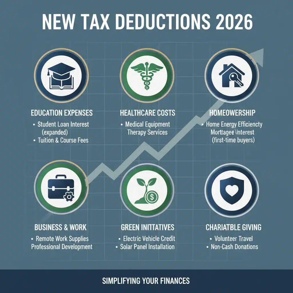 Infographic detailing various new tax deductions for 2026